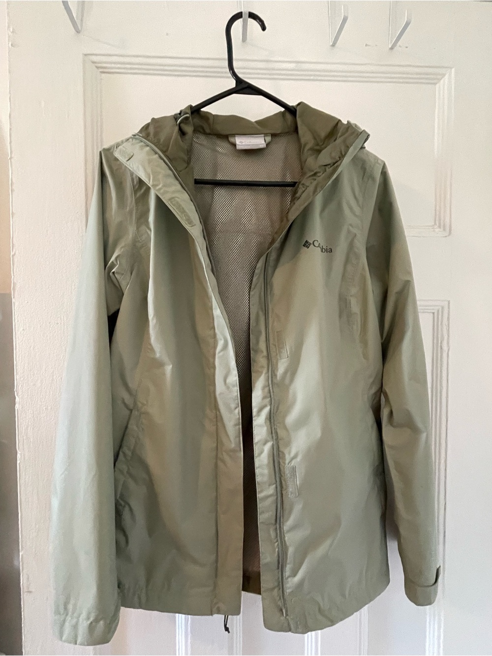 Columbia Women's Light Green Rain Jacket with Hood XS